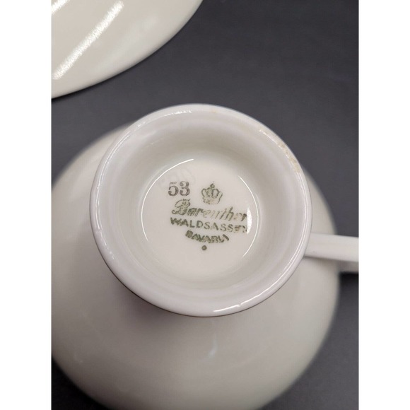 VTG Bareuther Waldsassen Luncheon Trio Set Plate Teacup Saucer 53 Gold Trim - Picture 6 of 12